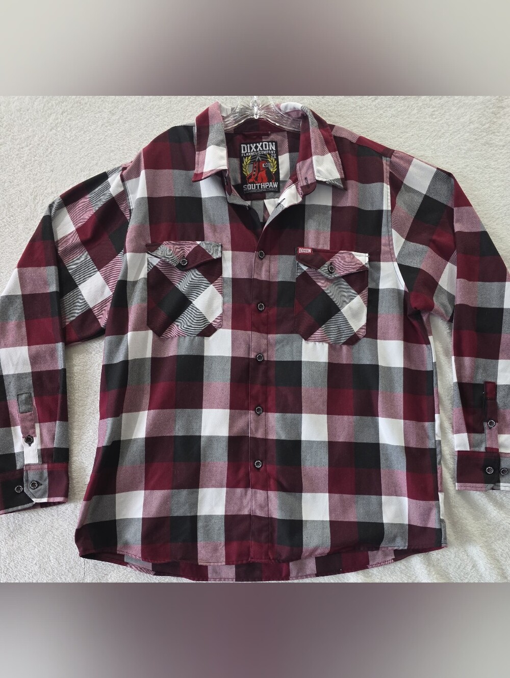 DIXXON Flannel Company Shirt SOUTHPAW Men’s Sz 2X Red Black White Check Plaid LS